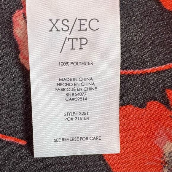 CAbi Flanders Poppy Split Back Top in Fiery Red and Black Style 3251 Size XS - Picture 9 of 9